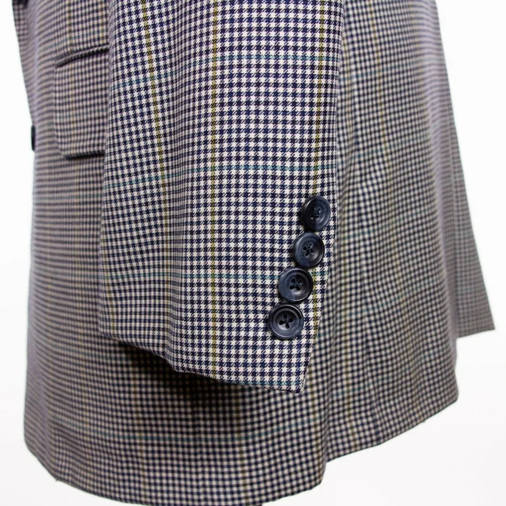 Hickey Freeman‎ Mens 40R Plaid Houndstooth Blazer Sports Coat Suit Jacket